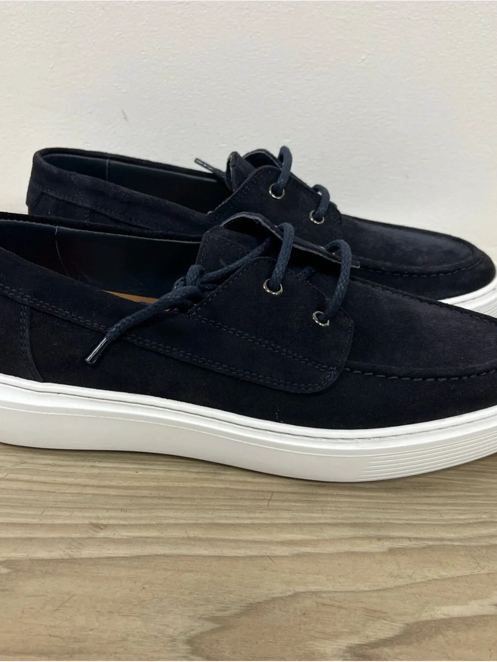 The Good Man Brand Portland Boat Shoe Suede Navy Blue Made In Italy Men 8.5 NWOB